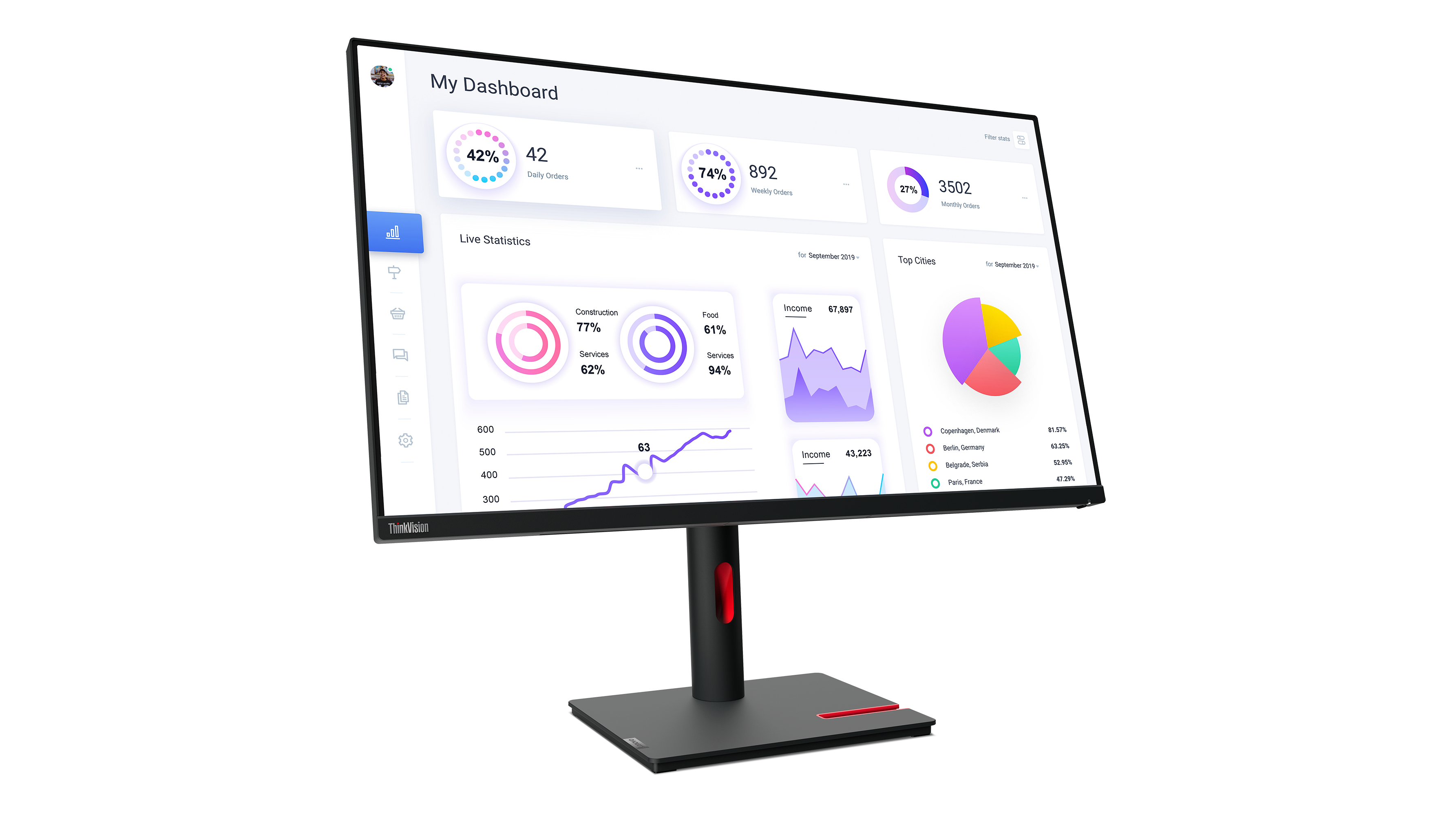 Lenovo ThinkVision T32p-30 - Écran LED - 31.5" - 3840 x 2160 4K - IPS - 350 cd/m² - 1000:1 - HDR10 - 4 ms - HDMI, DisplayPort, USB-C - noir corbeau