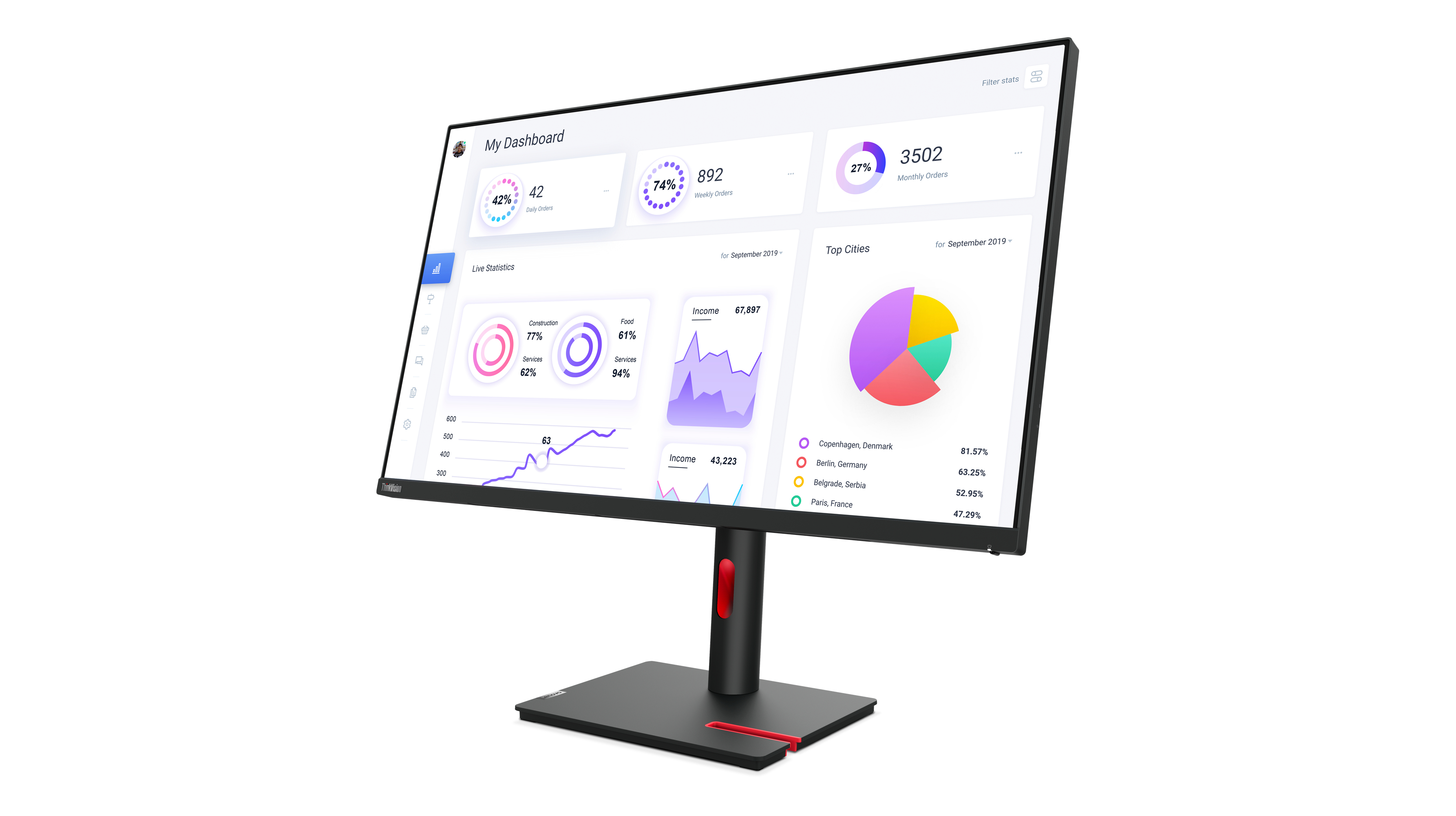 Lenovo ThinkVision T32p-30 - Écran LED - 31.5" - 3840 x 2160 4K - IPS - 350 cd/m² - 1000:1 - HDR10 - 4 ms - HDMI, DisplayPort, USB-C - noir corbeau