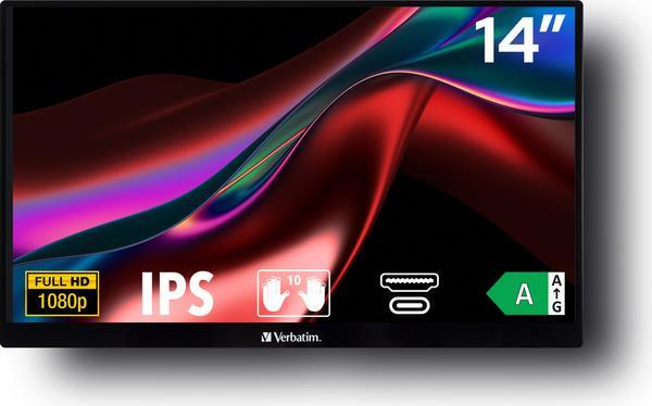 Verbatim MONITEUR TACTILE PORTABLE 14¨ Full HD 1080p  PM14-IPS-1000:1-HDMI, 2xUSB-C-haut-parleurs