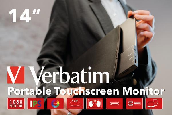 Verbatim MONITEUR TACTILE PORTABLE 14¨ Full HD 1080p  PM14-IPS-1000:1-HDMI, 2xUSB-C-haut-parleurs