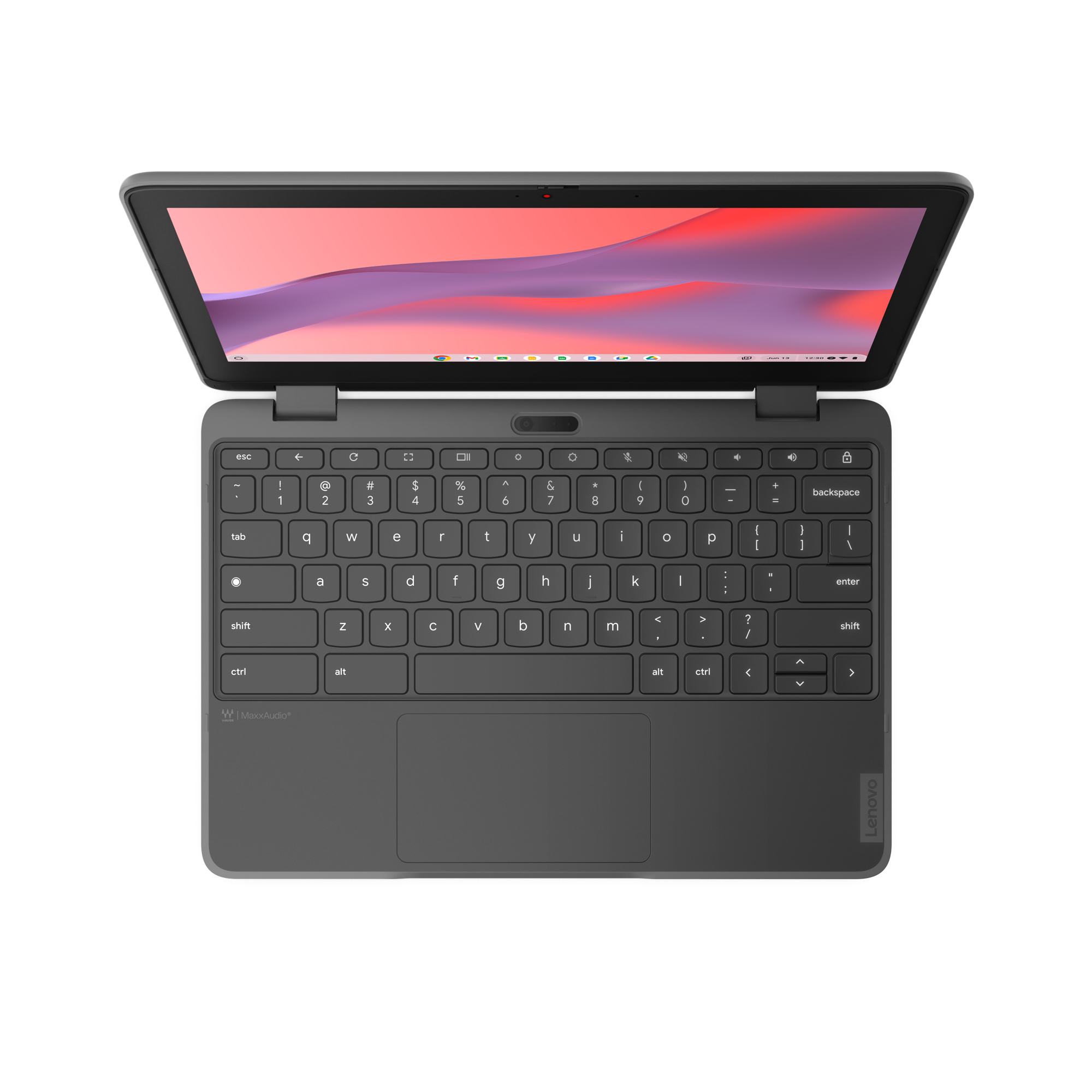 Lenovo 300e Yoga Chromebook Gen 4 82W2 - Conception inclinable - Kompanio 520 - Chrome OS - Mali-G52 2EE MC2 - 8 Go RAM - 64 Go eMMC - 11.6" IPS écran tactile 1366 x 768 (HD) - Wi-Fi 6 - gris graphite - clavier : Français