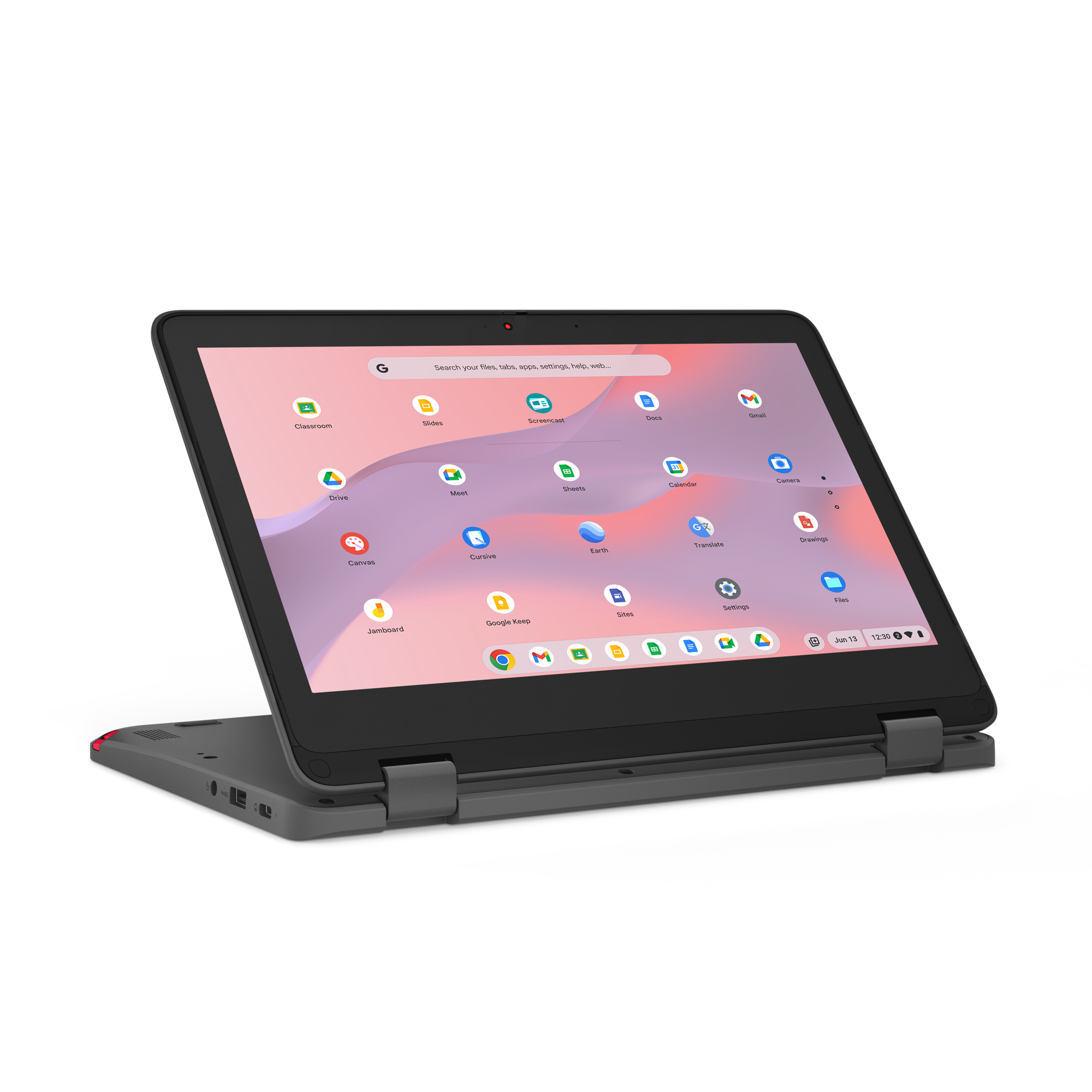 Lenovo 300e Yoga Chromebook Gen 4 82W2 - Conception inclinable - Kompanio 520 - Chrome OS - Mali-G52 2EE MC2 - 8 Go RAM - 64 Go eMMC - 11.6" IPS écran tactile 1366 x 768 (HD) - Wi-Fi 6 - gris graphite - clavier : Français