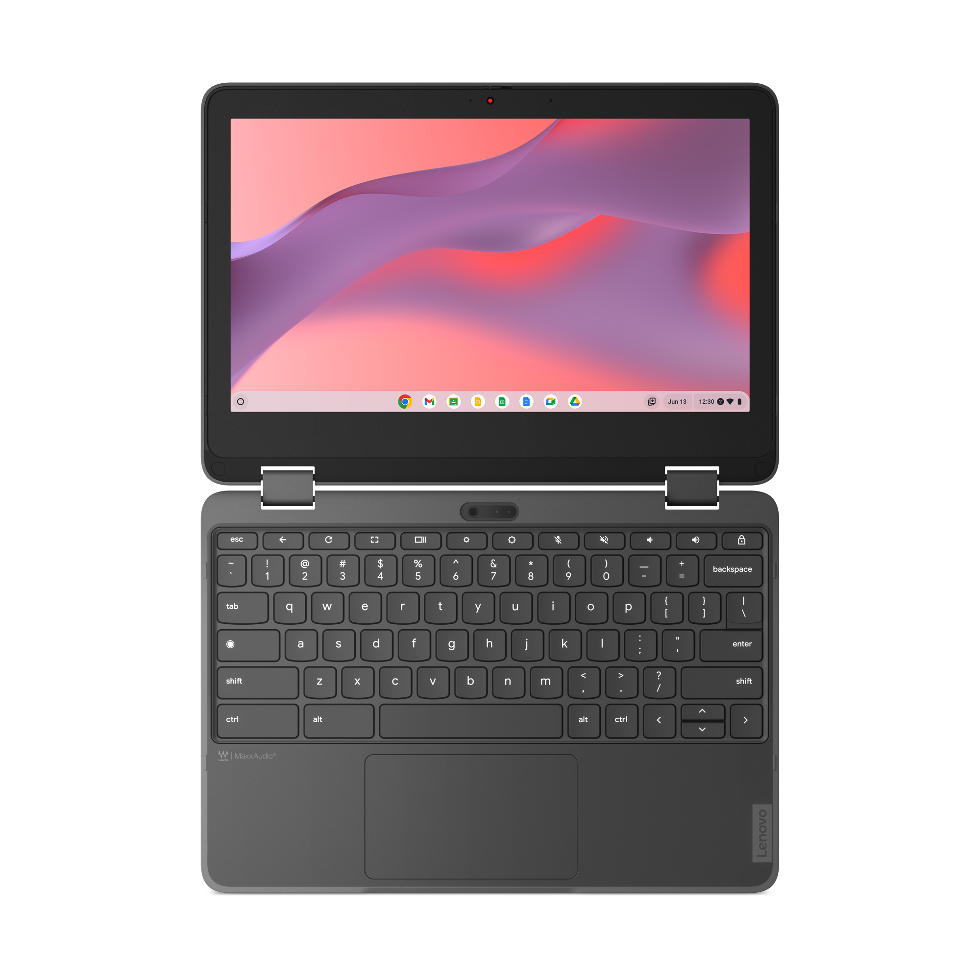 Lenovo 300e Yoga Chromebook Gen 4 82W2 - Conception inclinable - Kompanio 520 - Chrome OS - Mali-G52 2EE MC2 - 8 Go RAM - 64 Go eMMC - 11.6" IPS écran tactile 1366 x 768 (HD) - Wi-Fi 6 - gris graphite - clavier : Français