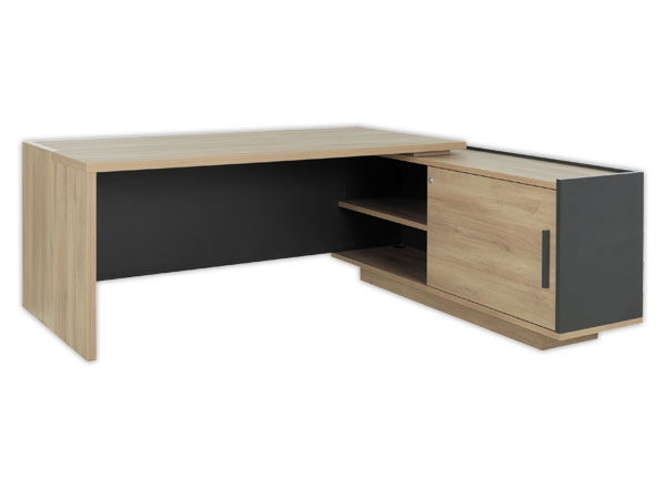 1 Bureau BARI Retour droit 180 cm chêne du bocage monté