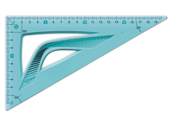 1 Equerre 60° grand côté 21 cm - INCASSABLE bleu