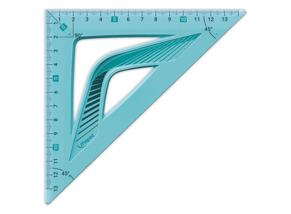 1 Equerre 45° hypoténuse 21 cm - INCASSABLE