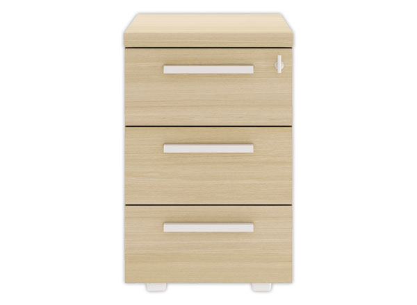 1 Caisson mobile 3 tiroirs BARi chêne structuré blanc monté