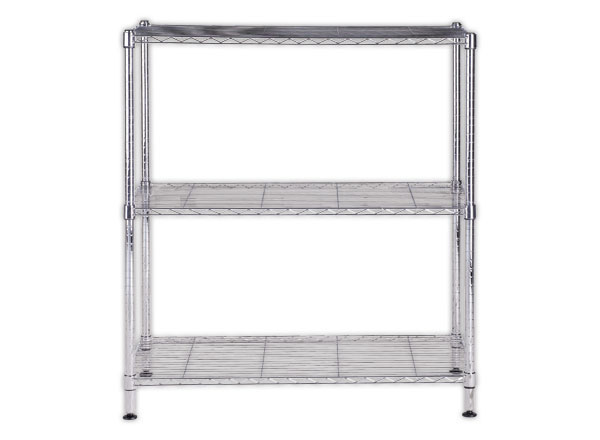 1 Etagère multifonction 3 niveaux L90 x H90 cm gris métal acier