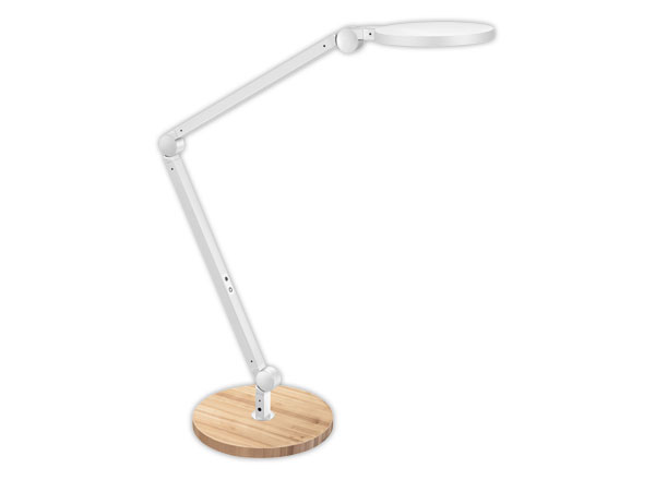 1 Lampe de bureau LED Giant silva blanc avec socle bois