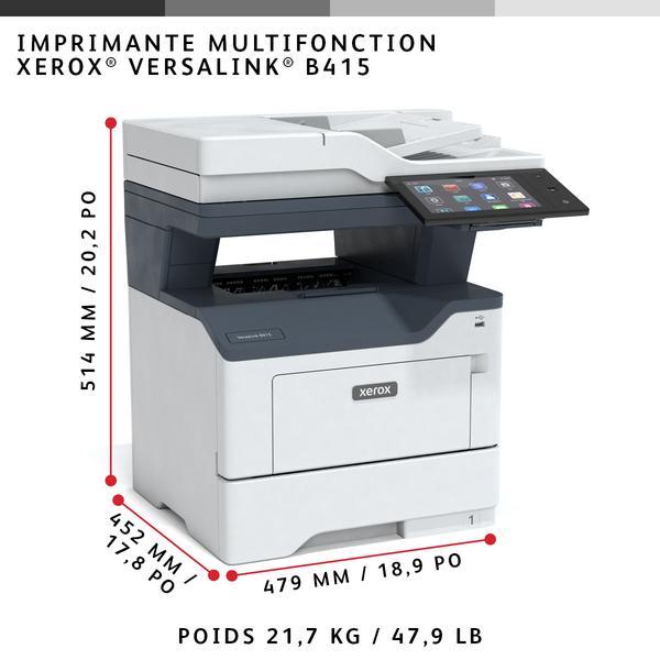 Xerox VersaLink B415V_DN - Imprimante multifonctions - Noir et blanc - laser - Legal (216 x 356 mm) (original) - Legal (support) - jusqu'à 50 ppm (copie) - jusqu'à 50 ppm (impression) - 650 feuilles - 33.6 Kbits/s - Gigabit LAN, USB 2.0, hôte USB, NFC - p