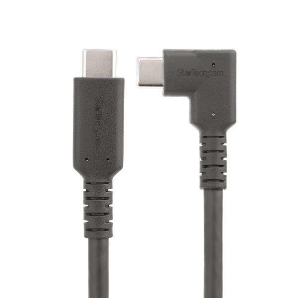 StarTech.com Câble USB-C Robuste Angle Droit de 50cm, USB 3.2 Gen 2, 4K60 - Câble USB - 24 pin USB-C (M) droit pour 24 pin USB-C (M) angle droit - USB 3.2 Gen 2 - 50 cm - robuste, support pour 4K60Hz - noir