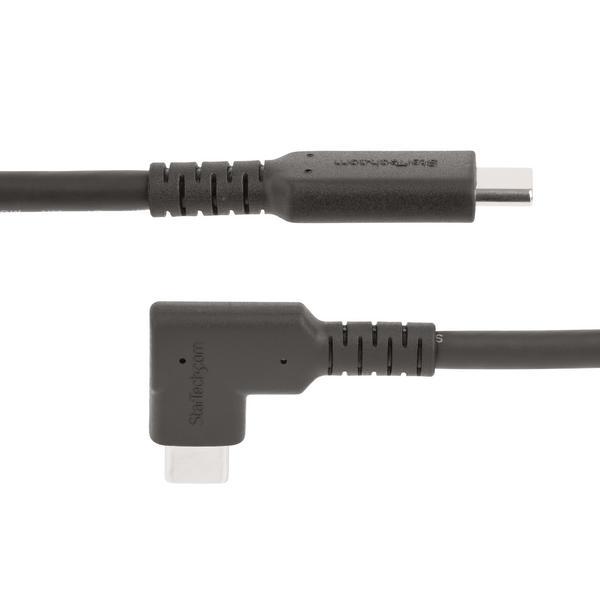 StarTech.com Câble USB-C Robuste Angle Droit de 50cm, USB 3.2 Gen 2, 4K60 - Câble USB - 24 pin USB-C (M) droit pour 24 pin USB-C (M) angle droit - USB 3.2 Gen 2 - 50 cm - robuste, support pour 4K60Hz - noir