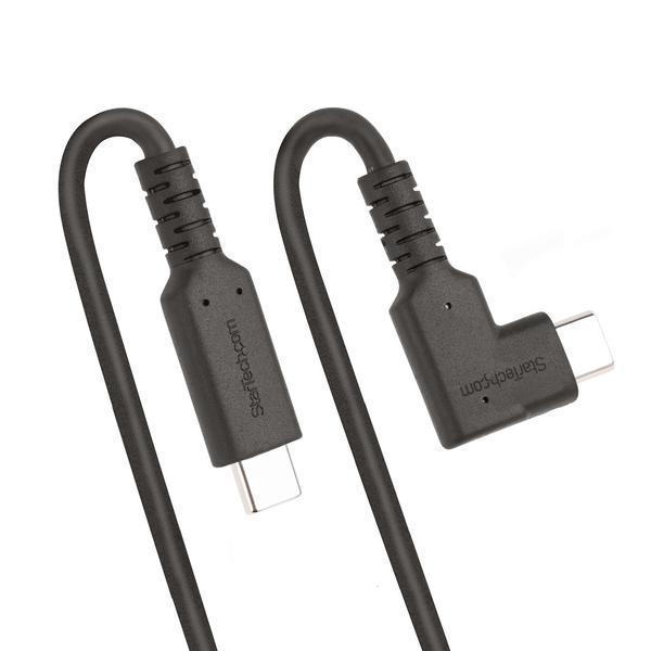 StarTech.com Câble USB-C Robuste Angle Droit de 50cm, USB 3.2 Gen 2, 4K60 - Câble USB - 24 pin USB-C (M) droit pour 24 pin USB-C (M) angle droit - USB 3.2 Gen 2 - 50 cm - robuste, support pour 4K60Hz - noir