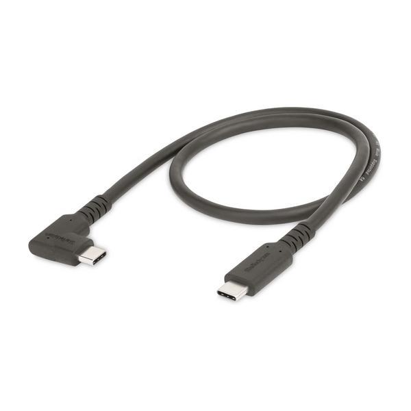 StarTech.com Câble USB-C Robuste Angle Droit de 50cm, USB 3.2 Gen 2, 4K60 - Câble USB - 24 pin USB-C (M) droit pour 24 pin USB-C (M) angle droit - USB 3.2 Gen 2 - 50 cm - robuste, support pour 4K60Hz - noir