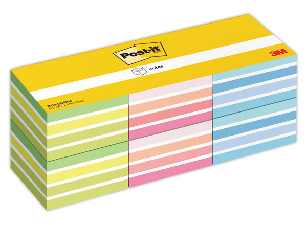 1 Boite de 6 Notes Cube Post-it® 76x76 mm - 450 feuilles - coloris  assortis