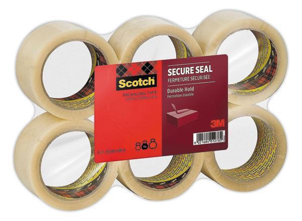 1 Lot de 6 rouleaux ruban d'emballage Scotch®  SECURE SEAL 50 mmx66 m Transparent
