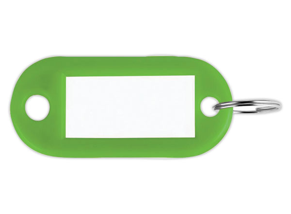 1 Boite de 100 porte-clés avec étiquettes verts