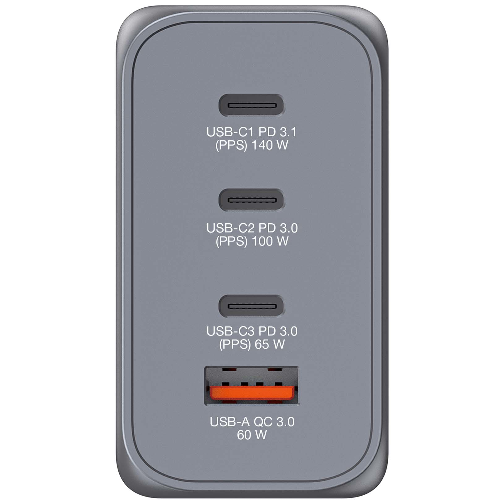 Verbatim - Adaptateur secteur - GaN - 240 Watt - 5 A - Power Delivery 3.1, QC 3.0, PD 3.0, PD/PPS - 4 connecteurs de sortie (3 x USB-C, USB type A)
