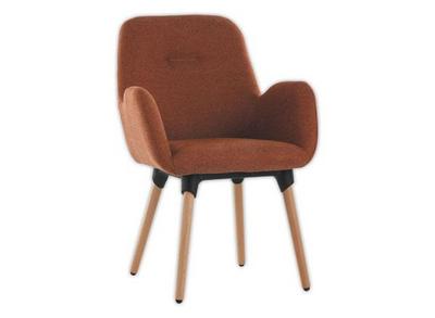 1 Lot de 2 Fauteuils Tissu terracota 4 pieds boisvernis montés