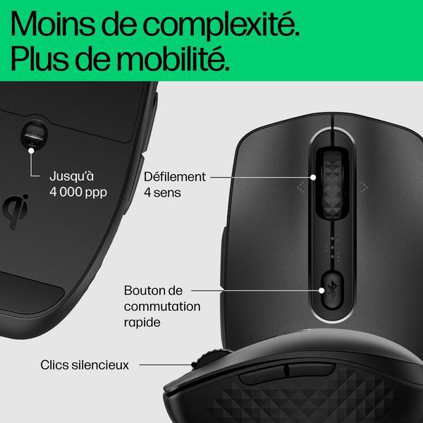 HP 690 - Souris - recharge Qi - 7 boutons - sans fil - Bluetooth - noir