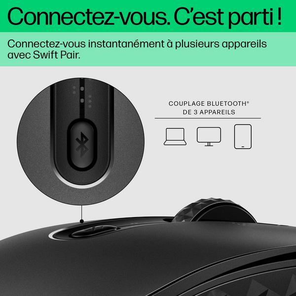 HP 690 - Souris - recharge Qi - 7 boutons - sans fil - Bluetooth - noir