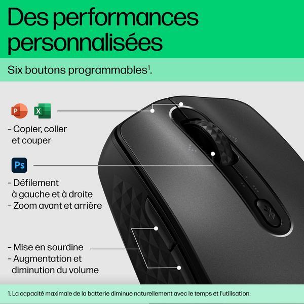 HP 690 - Souris - recharge Qi - 7 boutons - sans fil - Bluetooth - noir