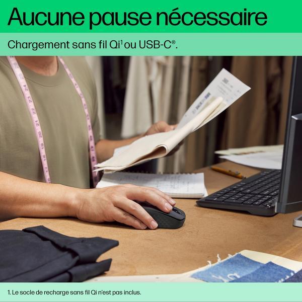 HP 690 - Souris - recharge Qi - 7 boutons - sans fil - Bluetooth - noir