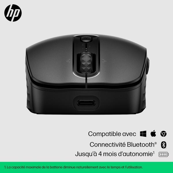 HP 690 - Souris - recharge Qi - 7 boutons - sans fil - Bluetooth - noir