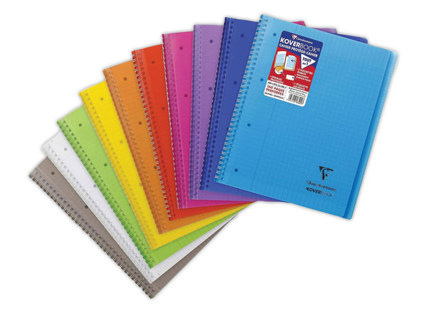 1 Cahier spirale 160p KOVERBOOK A4+ 22,9x29,7cm SEYES perfo 4 trous