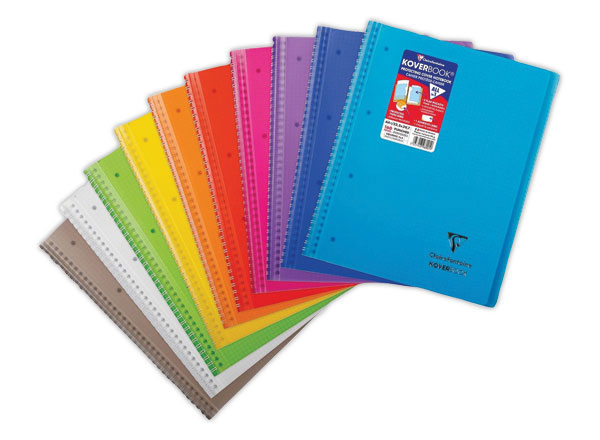 1 Cahier spirale 160p KOVERBOOK A4+ 22,9x29,7cm 5x5 perfo 4 trous