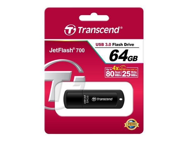 TRANSCEND 64Go Clé USB USB3.1 Gen1 - Classique - Noir