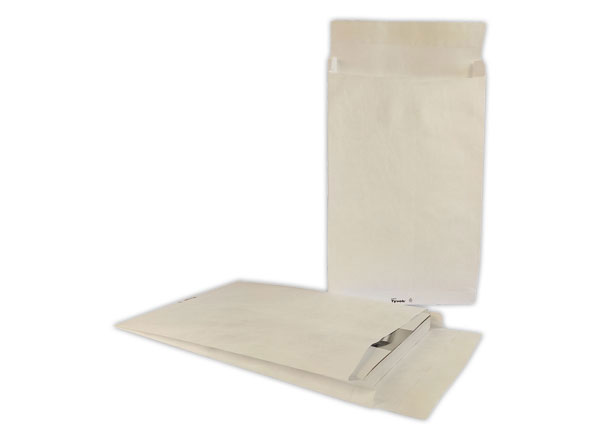 1 Sachet de 20 Pochettes TYVEK blanc indéchirable 250x353 mm à soufflet 38 mm