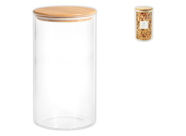 1 Pot en verre et son couvercle en bambou 1L