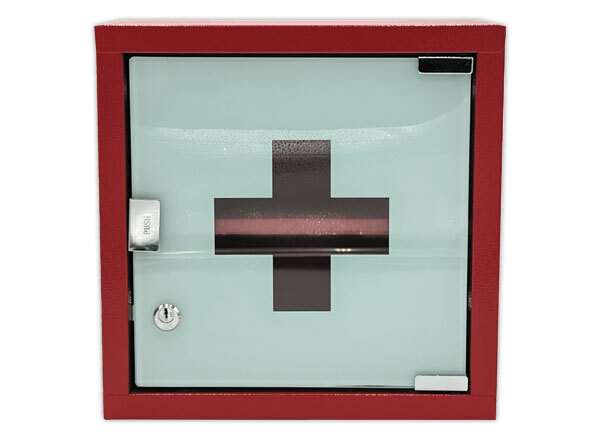 1 Armoire à pharmacie rouge 1 étagère