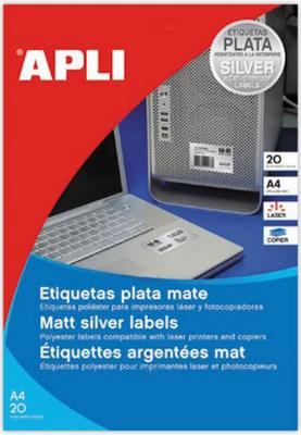 1 Etui de 20 Planches d'étiquettes polyester laser/cop  210x297mm 20 étiq AG.