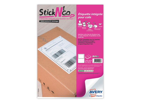 1 Boite de 100 Étiquettes intégrées Stick'Ngo format Colissimo 113x164mm