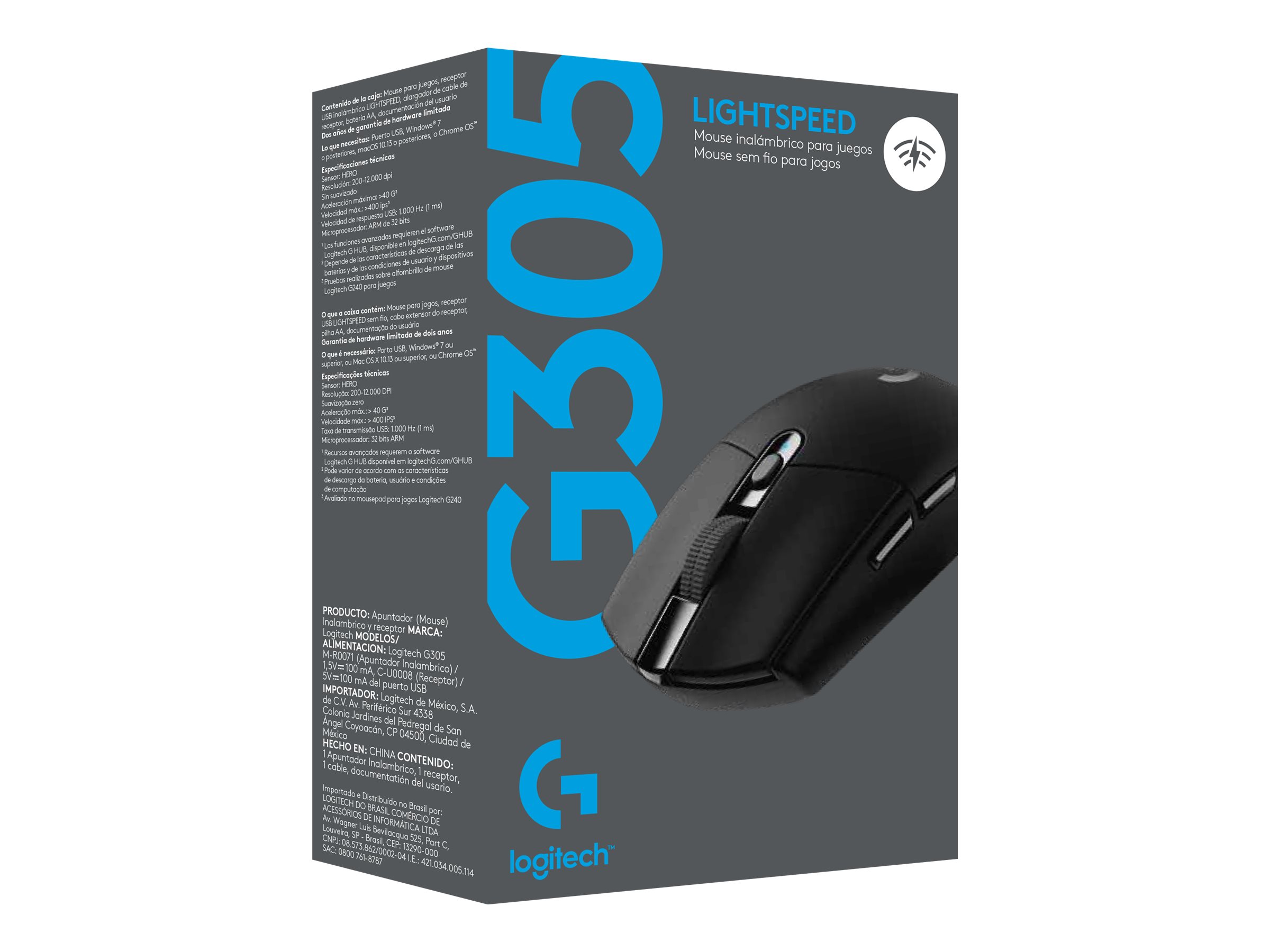 LOGITECH G G305 Mouse optical 6 buttons wireless 2.4 GHz USB wireless receiver black