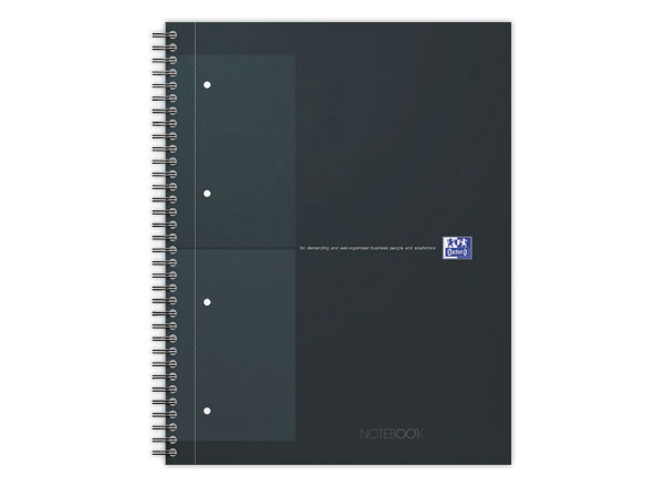 1 Cahier spirale Notebook A4+, 160p, 5x5, Oxford international Noir