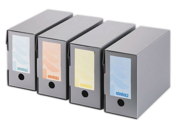 1 Pack de 10 Boîtes à archives en polypropylène EXTENDOS - Dos de 14 cm