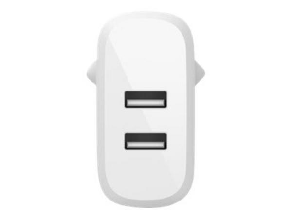 BELKIN BOOST CHARGE 24w 12w X2 USB-A Dual Wall Charger White