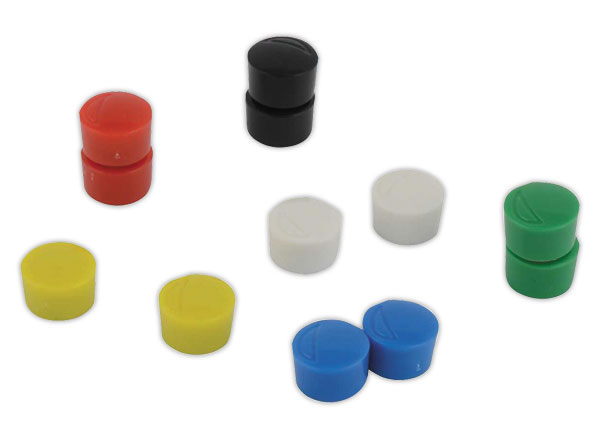 1 Blister de 12 Aimants ronds - Ø 12 mm - Coloris assortis