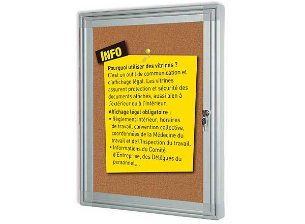 1 Vitrine d'intérieur 9 x A4 fond liège