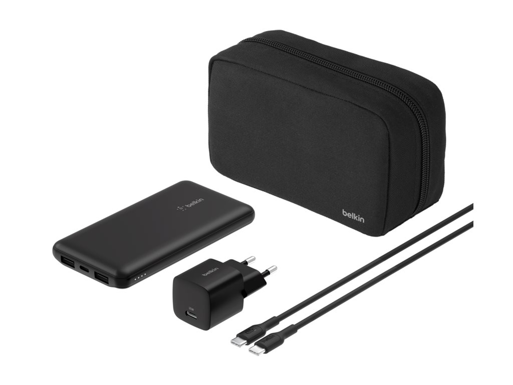 BELKIN Batterie externe 3 ports 10K avec câble USB-A vers USB-C noir