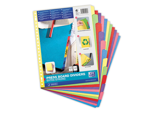 1 Jeu d'intercalaires OXFORD carte lustrée A4 MAXI pochettes-12 touches