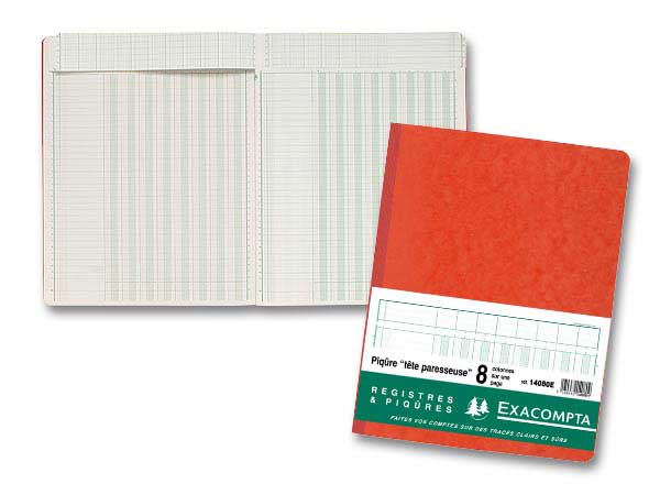 1 Piqûre comptable à tête paresseuse 31 lignes - 8 colonnes sur 1 page