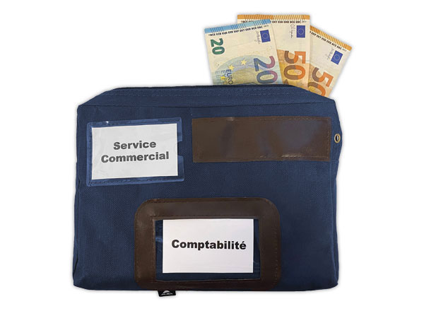1 Pochette caisse pour devises à soufflet 19x27x4cm en polyester
