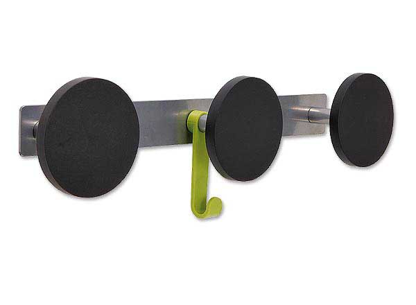 1 Patère à visser - 3 têtes alu et noir