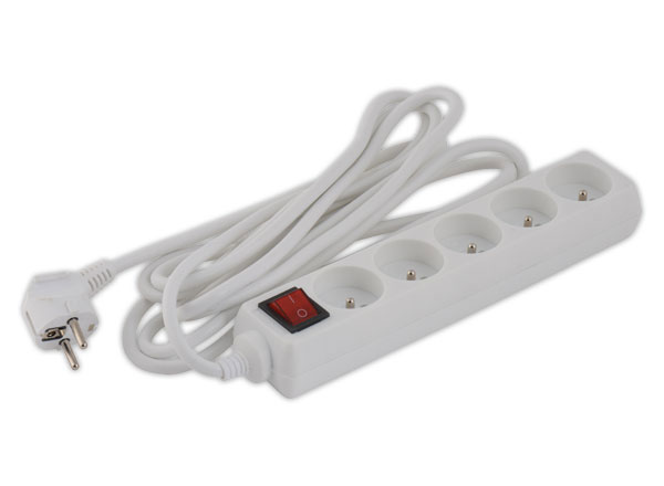 1 Bloc multiprises 5 prises - Câble 4 mètres avec interrupteur