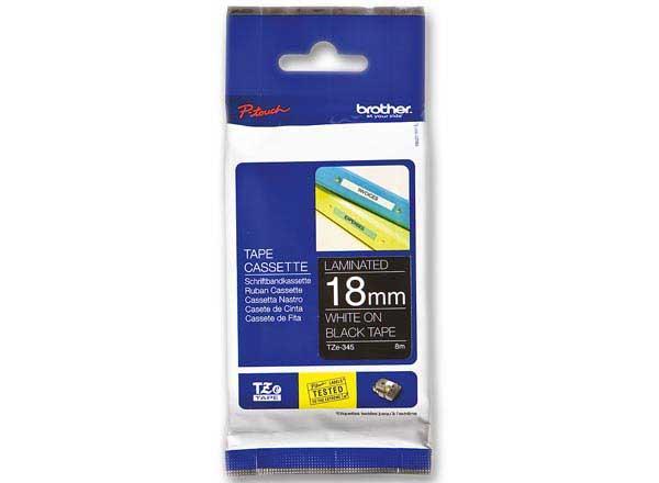 1 Ruban pour titreuse BROTHER TZ laminé 18mm blanc/noir