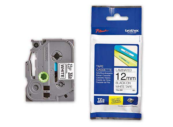 1 Ruban pour titreuse BROTHER TZE 231 12mm blanc impression noire